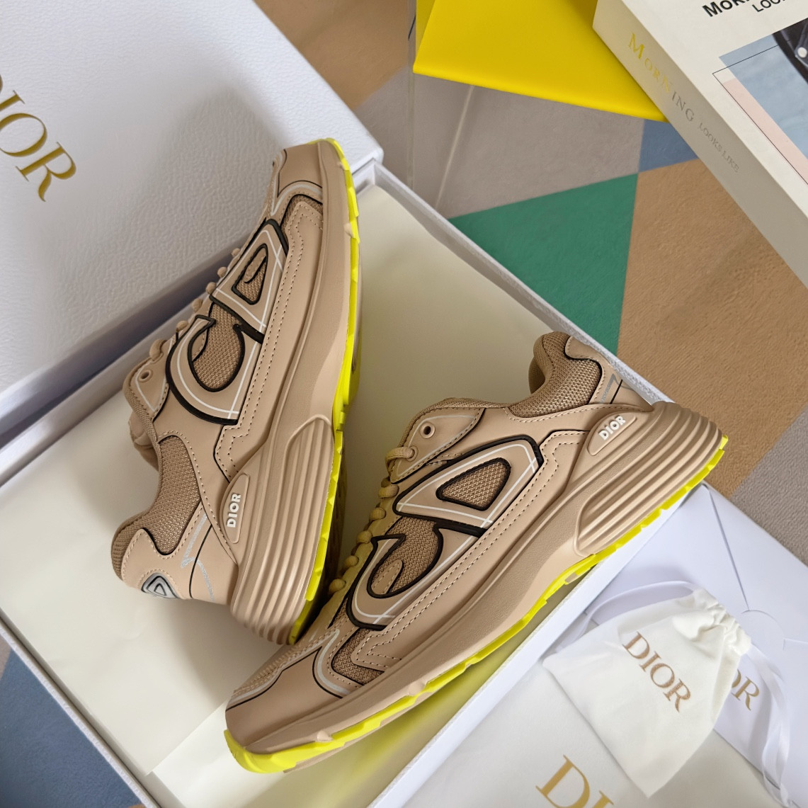 ua D*or b30 sneaker beige mesh and technical fabric